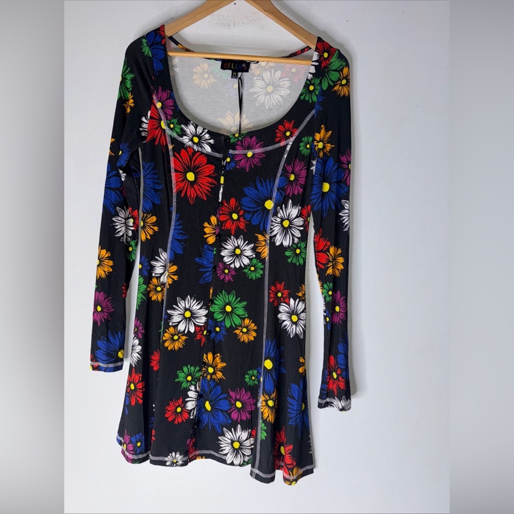 NWT Delia’s Botanic Bliss Mini‎ Dress Dolls Kill Black Multicolor Floral Medium